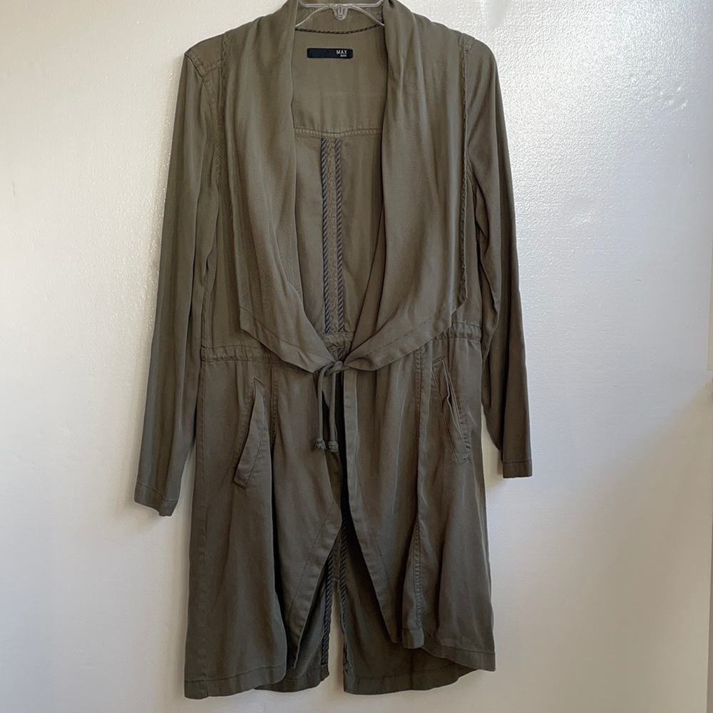 Max Jeans adjustable waist draped neck open front lightweight jacket size small